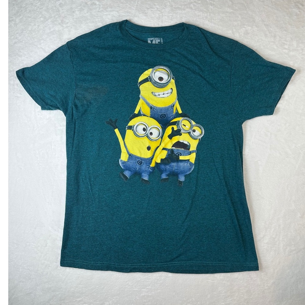 Despicable Me Minion Made Graphic T-Shirt Teal Heather Mens Large Short Sleeve